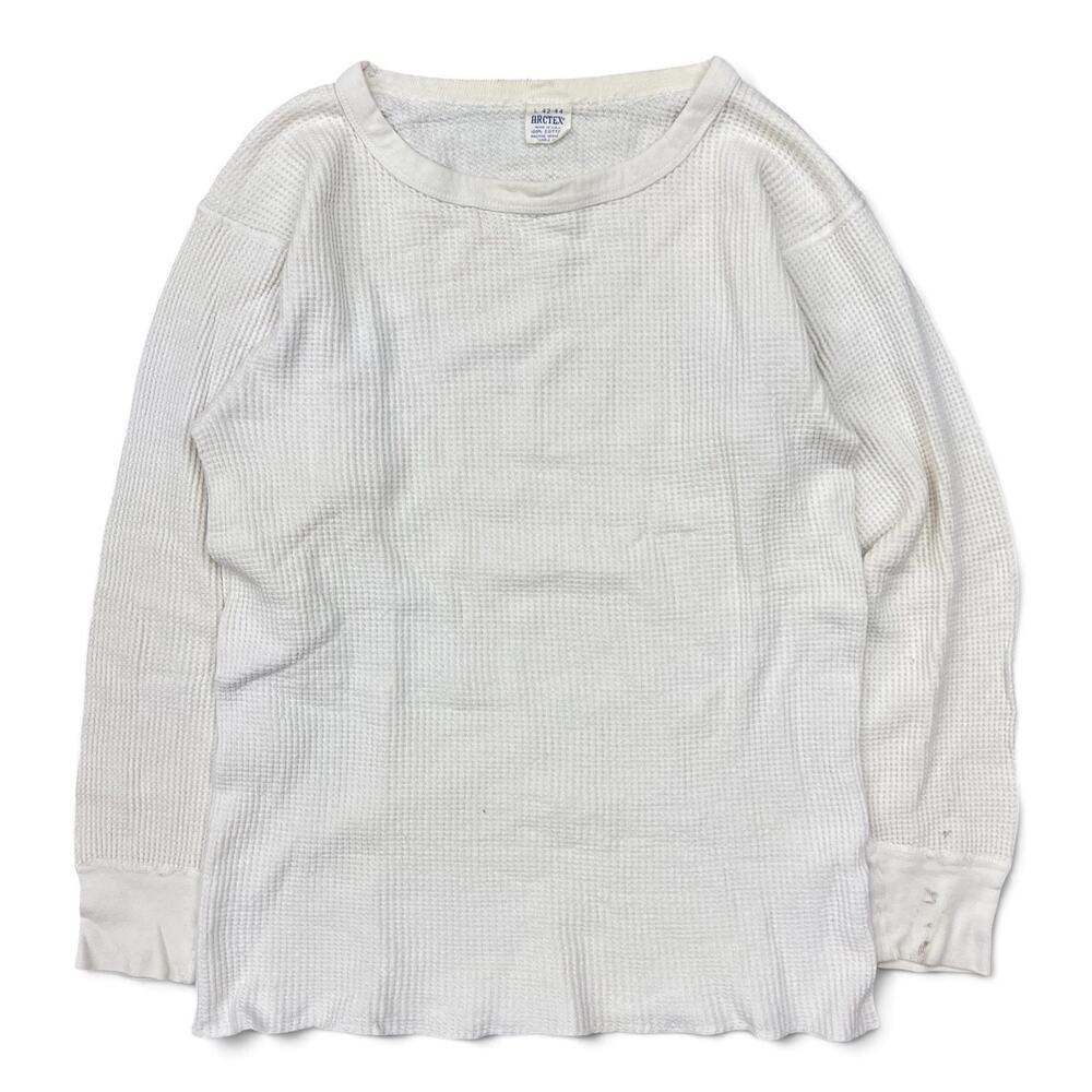 True Vintage Arctex Thermal Shirt White Cream Waffle Knit USA Made Large 42 44